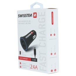 SWISSTEN ŁAD SAM 2xUSB 2.4A + KABEL MICROUSB BLACK-15212