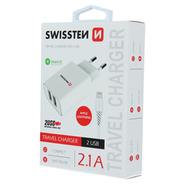 SWISSTEN ŁAD SIEC 2.1A 2xUSB LIGHTNING IPHONE Bi-15230