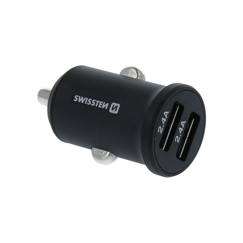 SWISSTEN ŁAD SAM 2xUSB 4.8A METAL BLACK-15234