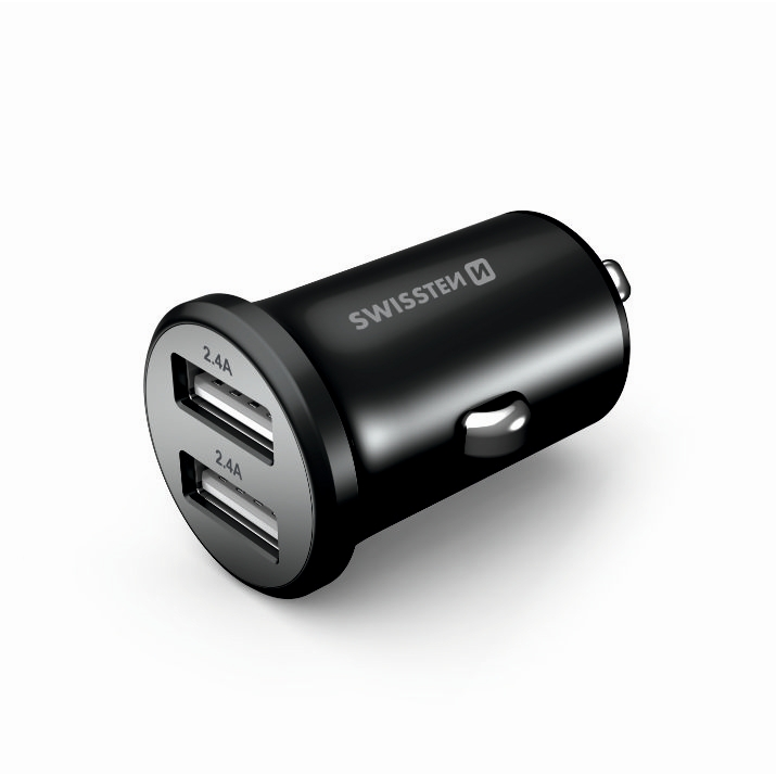 SWISSTEN ŁAD SAM 2xUSB 4.8A METAL BLACK-15235
