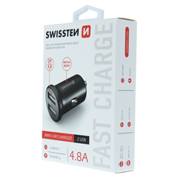 SWISSTEN ŁAD SAM 2xUSB 4.8A METAL BLACK-15233