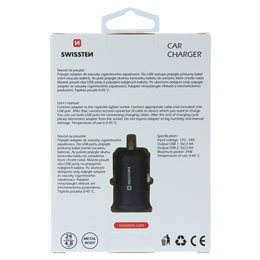 SWISSTEN ŁAD SAM 2xUSB 4.8A METAL BLACK-15233