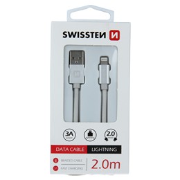 SWISSTEN KABEL USB LIGHTNING IPHONE TEXTILE 2M WHI-15240