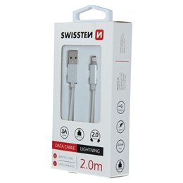 SWISSTEN KABEL USB LIGHTNING IPHONE TEXTILE 2M WHI-15240