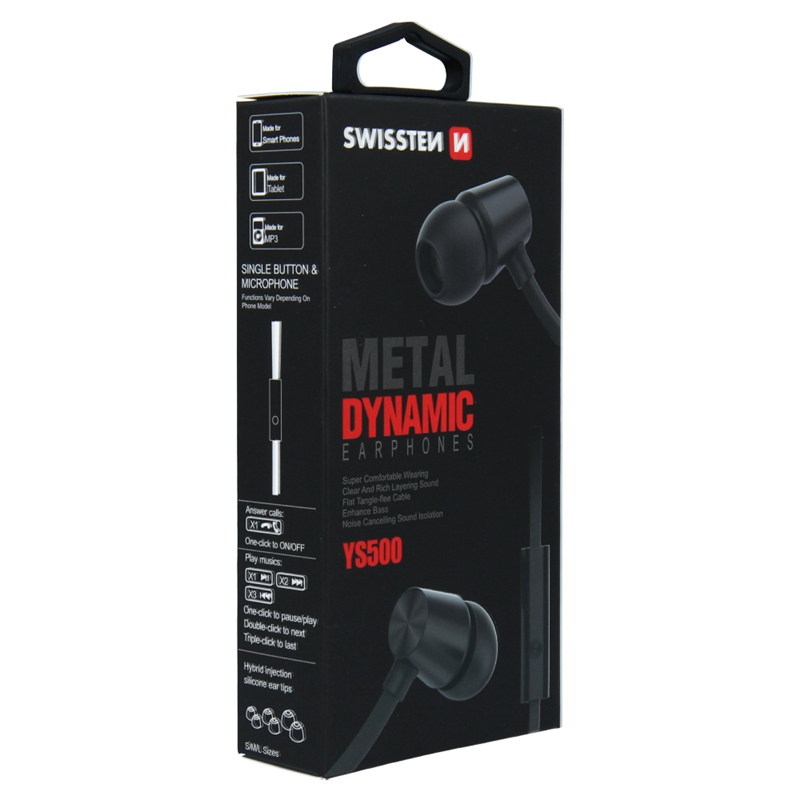 SWISSTEN SŁUCHAWKI DYNAMIC YS500 BLACK JACK-15257