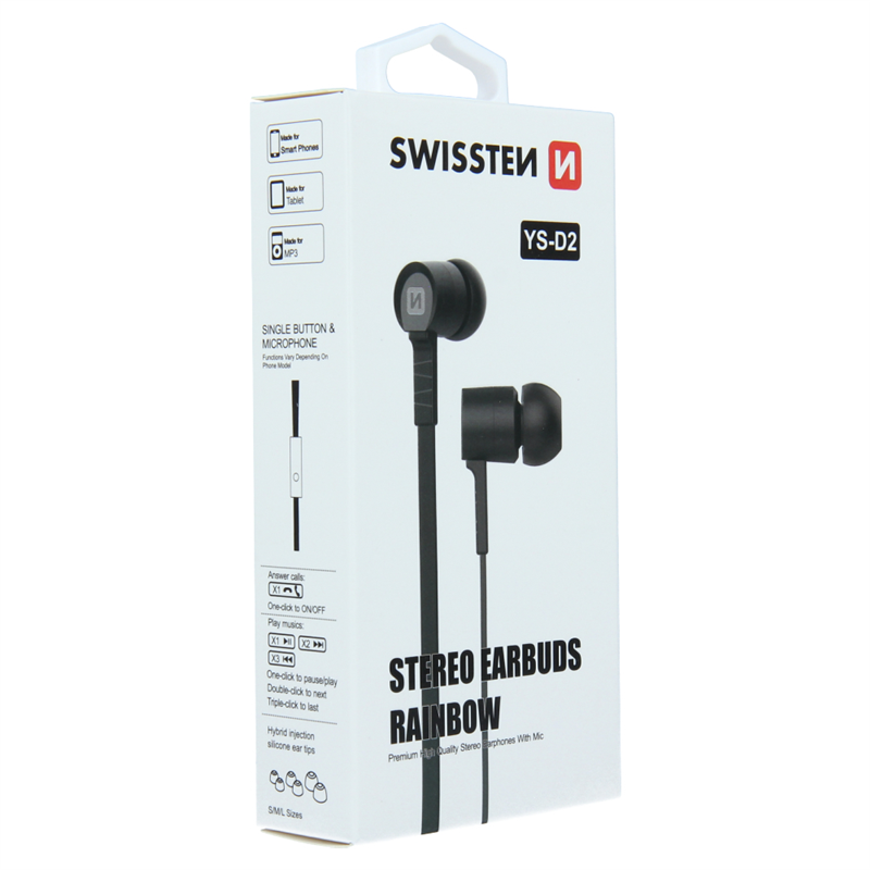 SWISSTEN SŁUCHAWKI DOUSZNE RAINBOW YS-D2 BLACK-15261