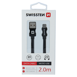 SWISSTEN KABEL USB MICRO USB TEXTILE 2M BLACK-15319