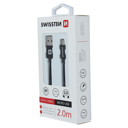 SWISSTEN KABEL USB MICRO USB TEXTILE 2M BLACK-15319