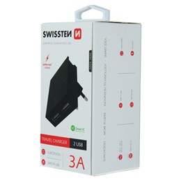 SWISSTEN ŁAD SIEC 2xUSB SMART IC 3A BLACK -15466