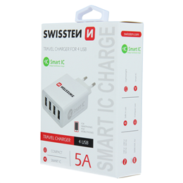 SWISSTEN ŁAD SIEC 4xUSB SMART IC 5A WHITE -15471