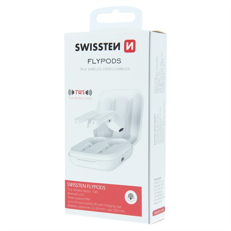 SWISSTEN HF BLUETOOTH TWS EARPHONES FLYPODS WHITE-15532