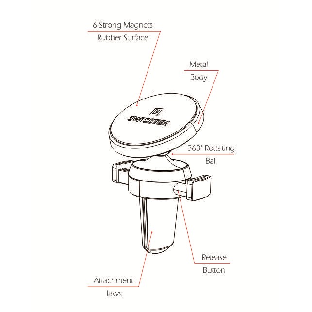 SWISSTEN UCHWYT MAGNETYCZNY S-GRIP AIR VENT AV-M8-16760