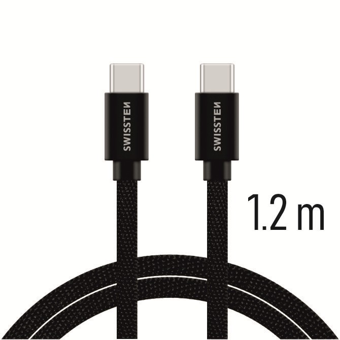 SWISSTEN KABEL USB-C / USB-C 1.2M TEXTILE BLACK-16997