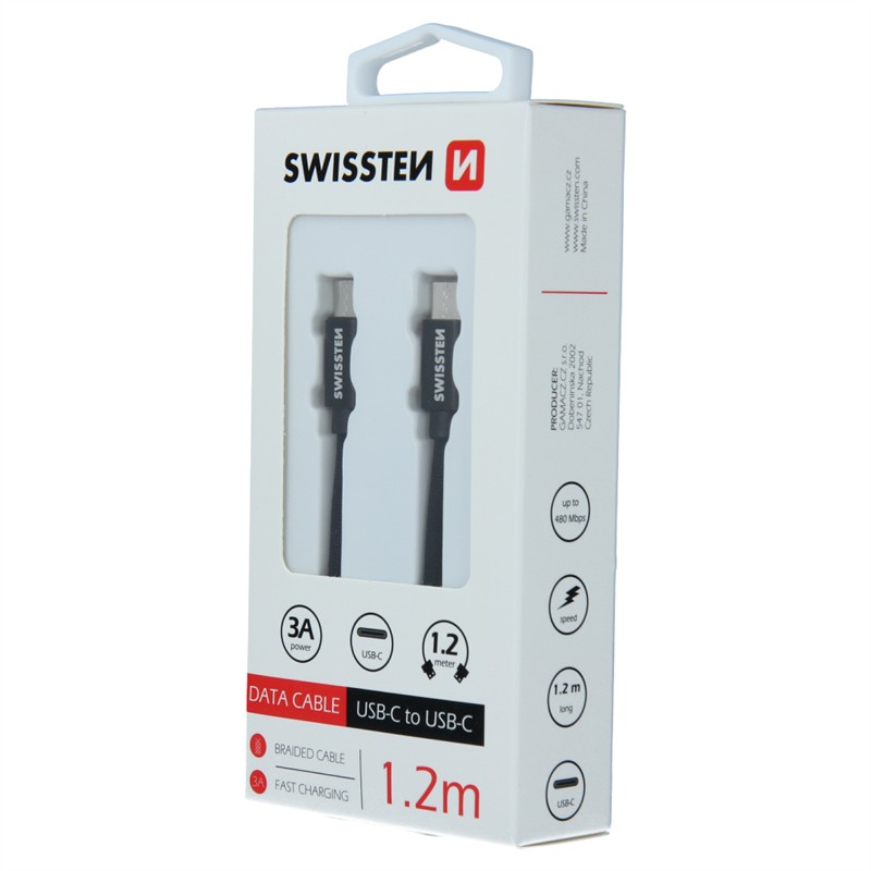 SWISSTEN KABEL USB-C / USB-C 1.2M TEXTILE BLACK-16999