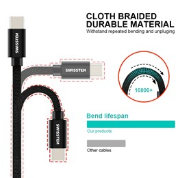 SWISSTEN KABEL USB-C / USB-C 1.2M TEXTILE BLACK-16998