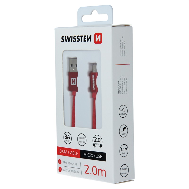 SWISSTEN KABEL USB USB-C TEXTILE 2M RED-18506