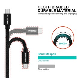 SWISSTEN KABEL USB USB-C TEXTILE 2M RED-18505