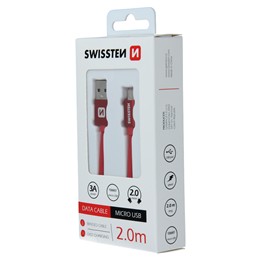 SWISSTEN KABEL USB LIGHTNING IPHONE TEXTILE 2M RED-18511