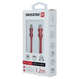 SWISSTEN KABEL USB-C / USB-C 1.2M TEXTILE RED-18517