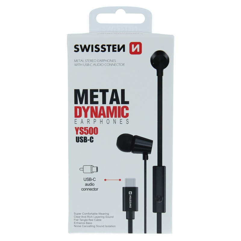 SWISSTEN SŁUCHAWKI DYNAMIC YS500 BLACK USB-C-18524 SWISSTEN SŁUCHAWKI DYNAMIC YS500 BLACK USB-C-18524