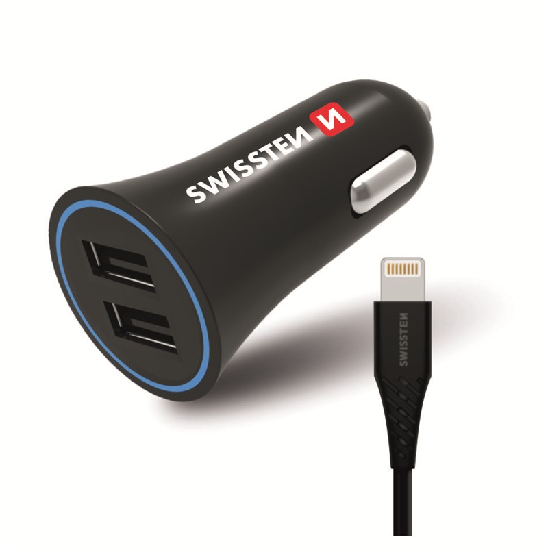 SWISSTEN ŁAD SAM 2xUSB 2.4A + KABEL LIGHTNING-18816