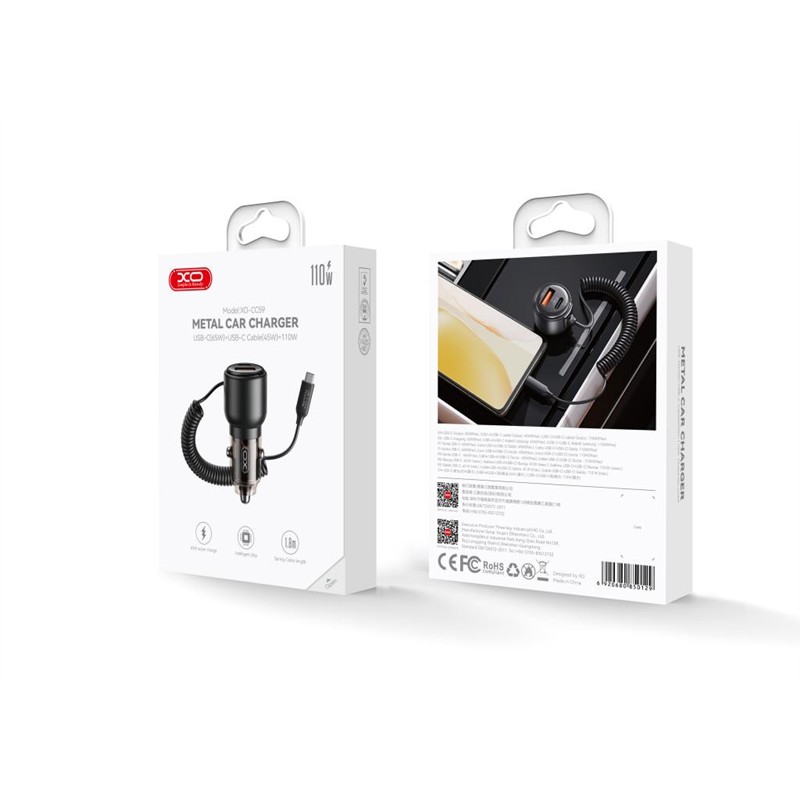 XO ŁAD SAM USB-C 65W + USB, KABEL USB-C BLACK-21384