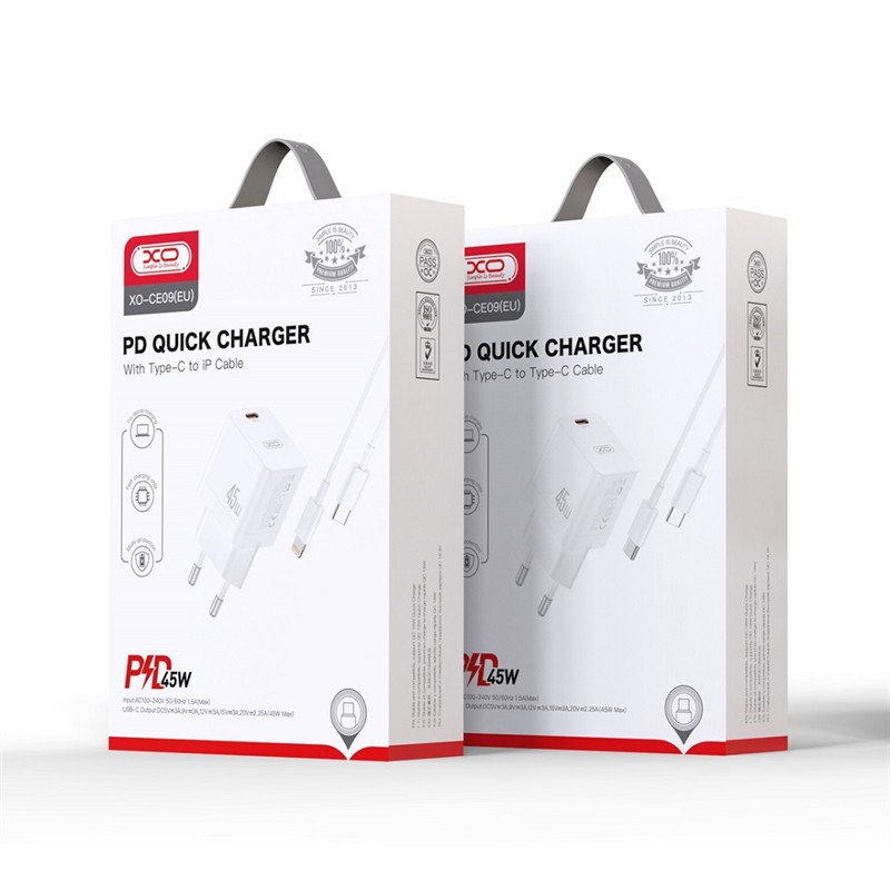 XO ŁAD SIEC USB-C 45W + KABEL USB-C WHITE-21386