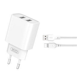 XO ŁAD SIEC 2xUSB 2,1A + KABEL USB-C WHITE-21596