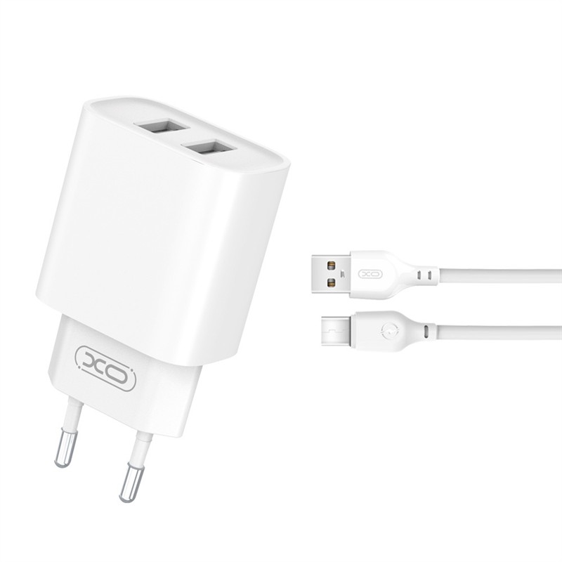 XO ŁAD SIEC 2xUSB 2,1A + KABEL USB-C WHITE-21595